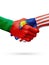 Flags Portugal, Malaysia countries, partnership friendship handshake concept.