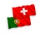 Flags of Portugal and Switzerland on a white background