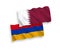 Flags of Qatar and Armenia on a white background