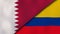 The flags of Qatar and Colombia. News, reportage, business background. 3d illustration
