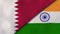 The flags of Qatar and India. News, reportage, business background. 3d illustration