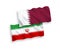 Flags of Qatar and Iran on a white background