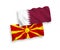 Flags of Qatar and North Macedonia on a white background