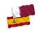 Flags of Qatar and Spain on a white background