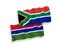 Flags of Republic of Gambia and Republic of South Africa on a white background