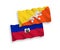 Flags of Republic of Haiti and Kingdom of Bhutan on a white background