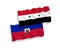 Flags of Republic of Haiti and Syria on a white background