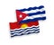 Flags of Republic of Kiribati and Cuba on a white background