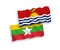 Flags of Republic of Kiribati and Myanmar on a white background