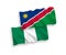 Flags of Republic of Namibia and Nigeria on a white background