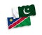 Flags of Republic of Namibia and Pakistan on a white background