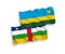 Flags of Republic of Rwanda and Central African Republic on a white background