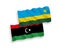 Flags of Republic of Rwanda and Libya on a white background