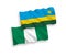 Flags of Republic of Rwanda and Nigeria on a white background