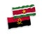 Flags of Republic of Suriname and Angola on a white background