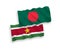 Flags of Republic of Suriname and Bangladesh on a white background