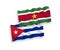 Flags of Republic of Suriname and Cuba on a white background