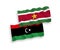 Flags of Republic of Suriname and Libya on a white background