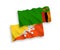 Flags of Republic of Zambia and Kingdom of Bhutan on a white background