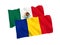 Flags of Romania and Mexico on a white background