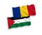 Flags of Romania and Palestine on a white background