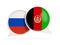 Flags of Russia and afghanistan inside chat bubbles