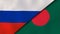 The flags of Russia and Bangladesh. News, reportage, business background. 3d illustration