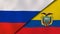 The flags of Russia and Ecuador. News, reportage, business background. 3d illustration