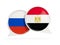 Flags of Russia and egypt inside chat bubbles