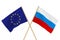 Flags Russia and EU. Isolated 3D illustration