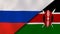 The flags of Russia and Kenya. News, reportage, business background. 3d illustration