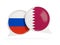 Flags of Russia and qatar inside chat bubbles