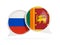 Flags of Russia and sri lanka inside chat bubbles