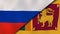 The flags of Russia and Sri Lanka. News, reportage, business background. 3d illustration