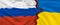 Flags of Russia and Ukraine. No war. Peace. Relationship between Ukraine and Russia.