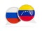 Flags of Russia and venezuela inside chat bubbles