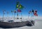 Flags on Salar de Uyuni