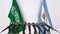 Flags of Saudi Arabia and Argentina at international meeting or negotiations press conference