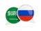 Flags of Saudi Arabia and russia inside chat bubbles