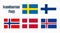 Flags of Scandinavia, scandinavian northern states, nordic countries banners icons.
