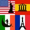 Flags set of America, Spain, Italy and France with sights