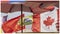 Flags set on the beach in Accra Ghana