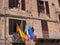 Flags on Sienna Balcony, Italy