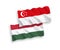 Flags of Singapore and Hungary on a white background