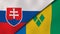 The flags of Slovakia and Saint Vincent and Grenadines. News, reportage, business background. 3d illustration