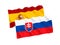 Flags of Slovakia and Spain on a white background