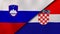 The flags of Slovenia and Croatia. News, reportage, business background. 3d illustration