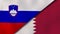 The flags of Slovenia and Qatar. News, reportage, business background. 3d illustration