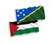 Flags of Solomon Islands and Palestine on a white background