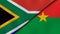 The flags of South Africa and Burkina Faso. News, reportage, business background. 3d illustration